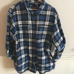 ORVIS Blue Plaid Heavyweight Flannel Men's Shirt Jacket Sz XL